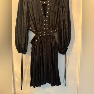 Maje Black Mini Dress with White Accents